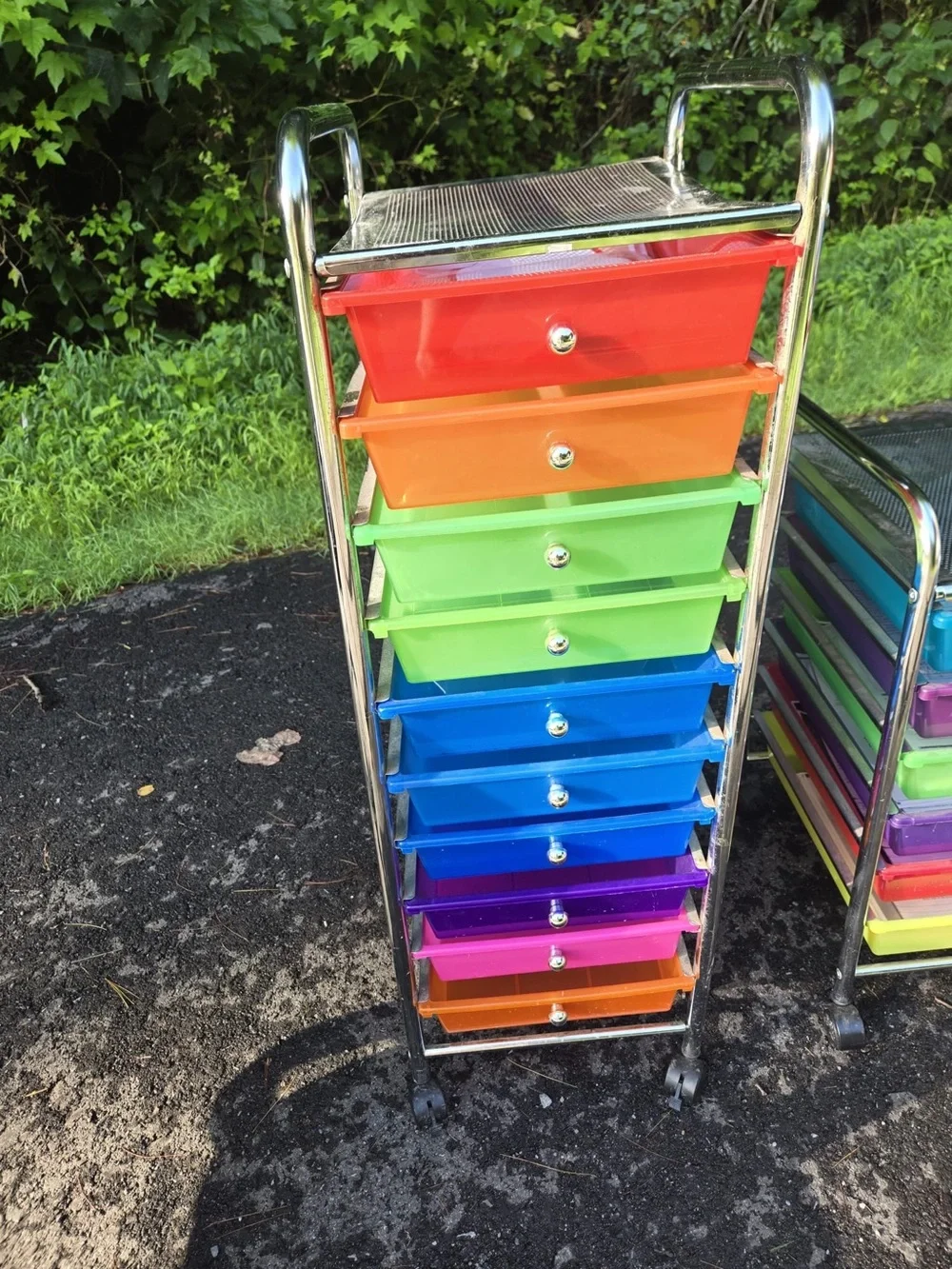 Multi-Color Rolling Storage Cart with 10 Plastic Drawers
